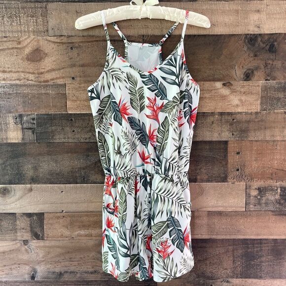 Palm Leaf Summer Shorts Romper Size Small - Picture 2 of 10